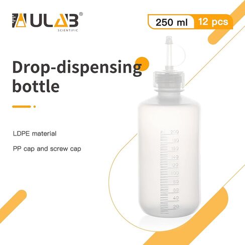 ULAB 12pcs Vol.30ml(1oz) Drop Dispensing Bottles, LDPE material, PP Cap and Screw Cap, Laboratory drip Bottle, Watercolor Pigment Bottle, Ink Discharge Bottle, UDB1003 in Kuwait