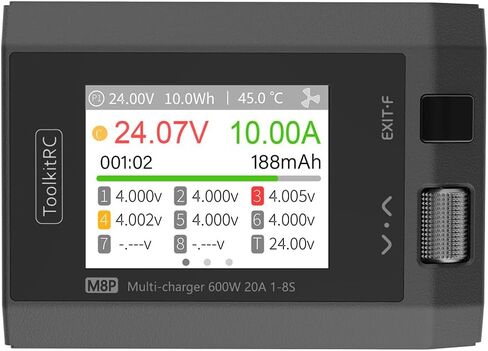 SoloGood ToolkitRC M8P Battery Balance Charger Discharge 600W 20A DC Output for 1S - 8S Lipo LiHV Lion Life and 1-20S NiMh Batteries in Saudi Arabia