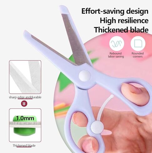 Safety Craft Scissors For Kids 3-Pack,Preschool Training Scissors,Ergonomic Handle Perfect for Paper Cutting-2.0 (Pink+ Baby blue+ Deep Blue) in Saudi Arabia