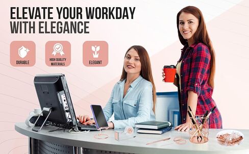 Rose Gold Office Supplies and Accessories - Cute Office Supplies for Women with Rose Gold Stapler, Tape Dispenser, Pen Holder, Scissors, Phone Holder, and More - for Stunning Rose Gold Office Decor in Saudi Arabia
