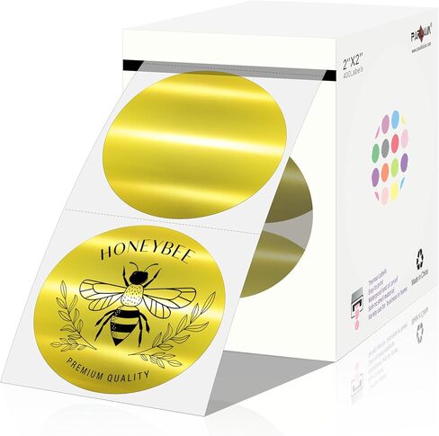 PARLAIM 2 Inch Brushed Gold Circle Thermal Sticker Printable Round Labels Holographic Material Self-Adhesive Direct Thermal Label Sticker for DIY Logo Design, QR Code, Name Tag, 400 Labels/Roll in Kuwait