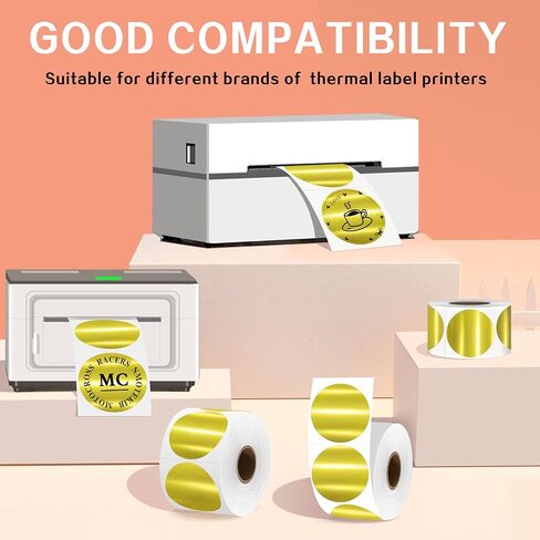 PARLAIM 2 Inch Brushed Gold Circle Thermal Sticker Printable Round Labels Holographic Material Self-Adhesive Direct Thermal Label Sticker for DIY Logo Design, QR Code, Name Tag, 400 Labels/Roll in Kuwait