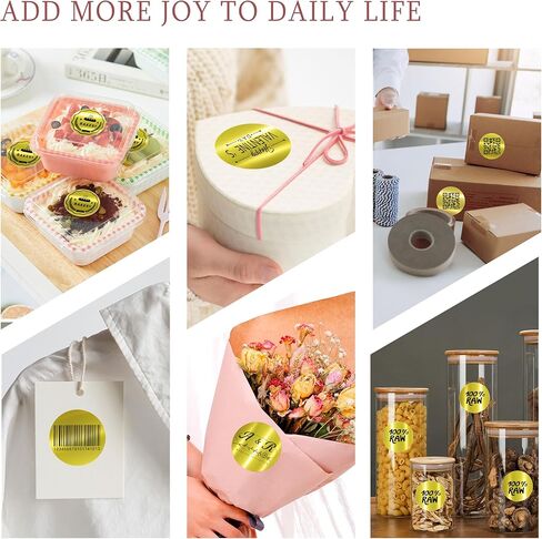 PARLAIM 2 Inch Brushed Gold Circle Thermal Sticker Printable Round Labels Holographic Material Self-Adhesive Direct Thermal Label Sticker for DIY Logo Design, QR Code, Name Tag, 400 Labels/Roll in Kuwait