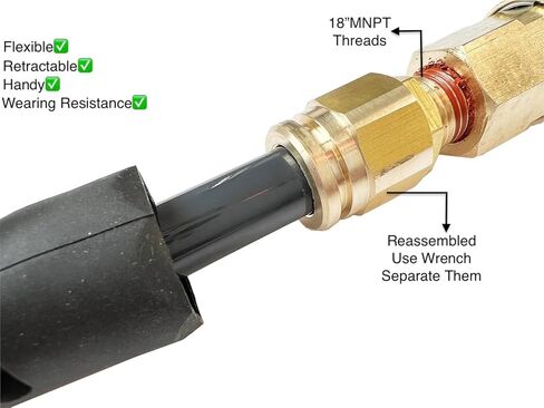SANFU (PU) من مادة البولي يوريثين المعاد تدويرها 3/8 بوصة معرف (8 × 12 مم) × 10 أقدام، خرطوم هواء مرن، مدمج، 145 رطل لكل بوصة مربعة مع قارنة توصيل سريعة من النحاس المُعاد تجميعها وقابس، رمادي (10 بوصات) in Kuwait