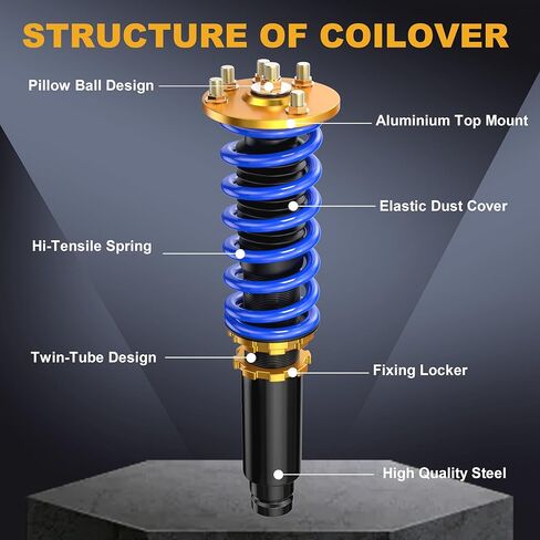 دعامات خفض Coilovers متوافقة مع 2004-2008 Acura TSX/2003-2007 Honda Accord EX DX LX SE الأمامية + الخلفية للصدمات القابلة للتعديل ارتفاع التعليق الربيعي (مجموعة من 4) in Kuwait
