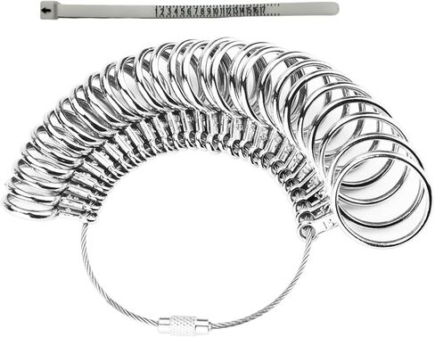 أداة قياس مقاس الخاتم، 27 قطعة أداة قياس الخاتم الممتازة، مقاس الخاتم الأمريكي 0-13 مع نصف مقاس، قطعة واحدة من مقياس قياس مقاس خاتم الإصبع in Kuwait