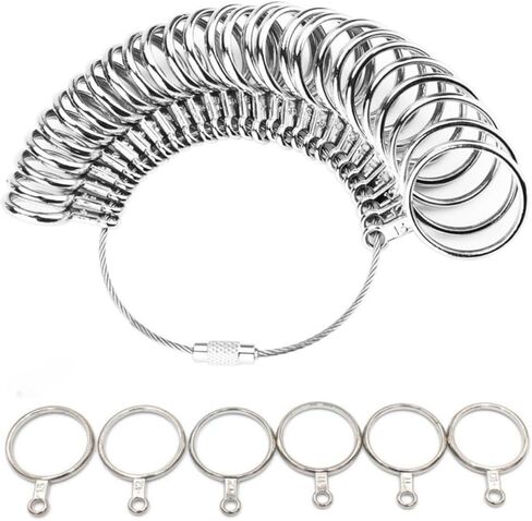 أداة قياس مقاس الخاتم، 27 قطعة أداة قياس الخاتم الممتازة، مقاس الخاتم الأمريكي 0-13 مع نصف مقاس، قطعة واحدة من مقياس قياس مقاس خاتم الإصبع in Kuwait