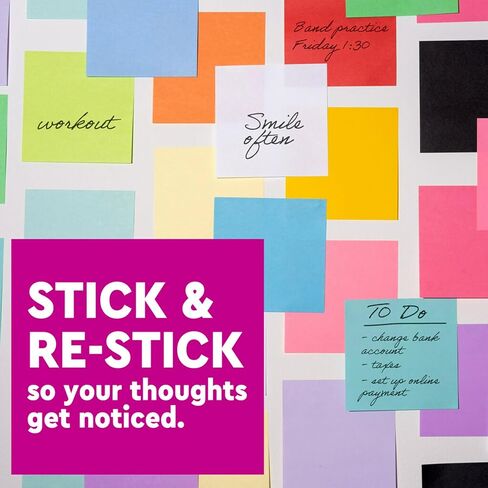 Post-it Super Sticky Notes، 5 وسادات ملاحظات لاصقة، 3 × 3 بوصة، اللوازم المدرسية، المنتجات المكتبية، ملاحظات لاصقة للأسطح الرأسية، الشاشات، الجدران والنوافذ، وردي فاتح in Saudi Arabia