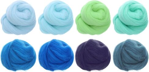 uxcell Needle Felting Wool, 2.82oz Natural Fibre Wool Roving Yarn Wool Felting Supplies for Needle Felting Yarns DIY Handcrafts, 8 Colors, 10g/Pack in Saudi Arabia