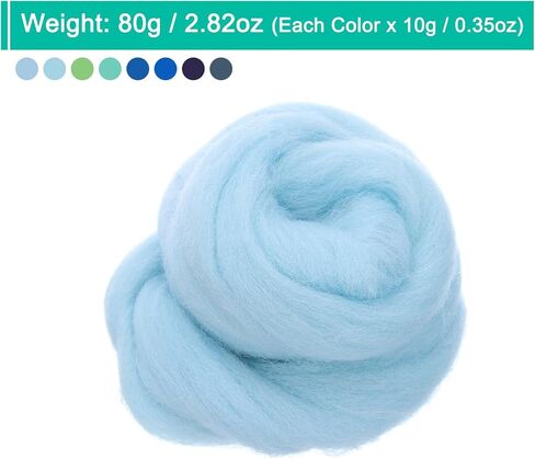 uxcell Needle Felting Wool, 2.82oz Natural Fibre Wool Roving Yarn Wool Felting Supplies for Needle Felting Yarns DIY Handcrafts, 8 Colors, 10g/Pack in Saudi Arabia