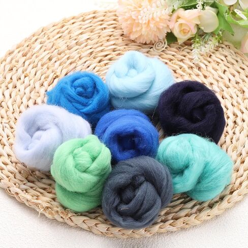 uxcell Needle Felting Wool, 2.82oz Natural Fibre Wool Roving Yarn Wool Felting Supplies for Needle Felting Yarns DIY Handcrafts, 8 Colors, 10g/Pack in Saudi Arabia