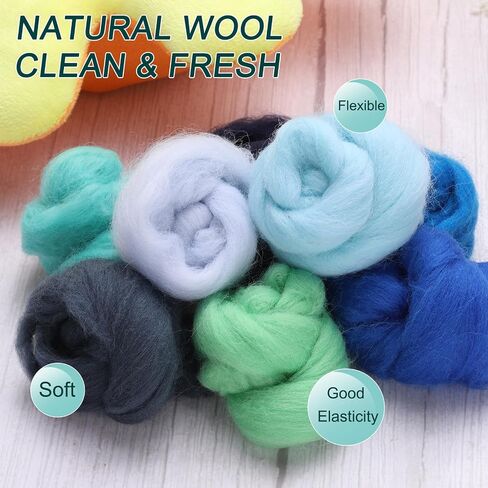 uxcell Needle Felting Wool, 2.82oz Natural Fibre Wool Roving Yarn Wool Felting Supplies for Needle Felting Yarns DIY Handcrafts, 8 Colors, 10g/Pack in Saudi Arabia