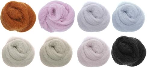 uxcell Needle Felting Wool, 2.82oz Natural Fibre Wool Roving Yarn Wool Felting Supplies for Needle Felting Yarns DIY Handcrafts, 8 Colors, 10g/Pack in Saudi Arabia