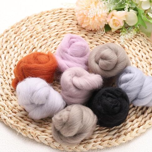 uxcell Needle Felting Wool, 2.82oz Natural Fibre Wool Roving Yarn Wool Felting Supplies for Needle Felting Yarns DIY Handcrafts, 8 Colors, 10g/Pack in Saudi Arabia