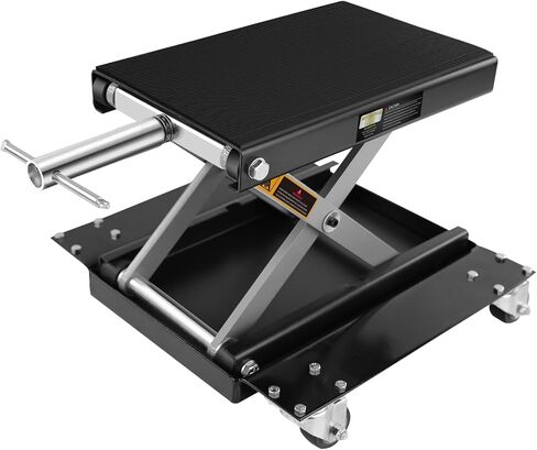 1100 رطل دراجة نارية رفع ATV مقص رفع جاك، 5.5-15.4 بوصة واسعة سطح السفينة مع دوللي وكرنك اليد وصينية أداة لدراجات الشوارع، دراجات الطراد، والدراجات النارية بجولة، أسود in Kuwait