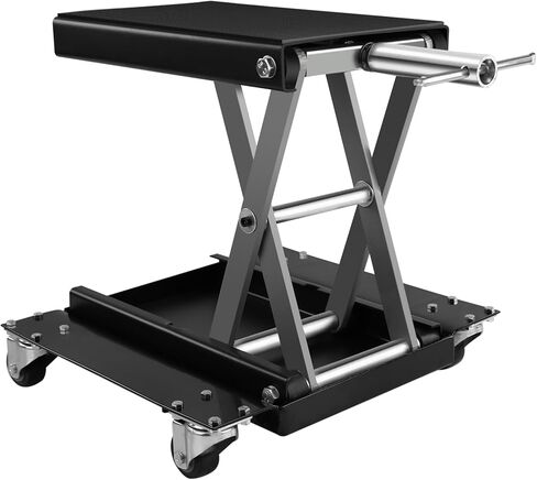 1100 رطل دراجة نارية رفع ATV مقص رفع جاك، 5.5-15.4 بوصة واسعة سطح السفينة مع دوللي وكرنك اليد وصينية أداة لدراجات الشوارع، دراجات الطراد، والدراجات النارية بجولة، أسود in Kuwait