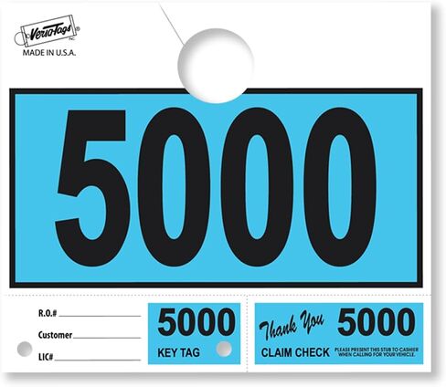 Versa-Tags 1000 Blue Car Dealer Service Hang Tags Service Dispatch Numbers, Service Department Numbered Key Tags for Mechanic Repair Shop 3 Part Key Ring - Blue (000-999) in Saudi Arabia