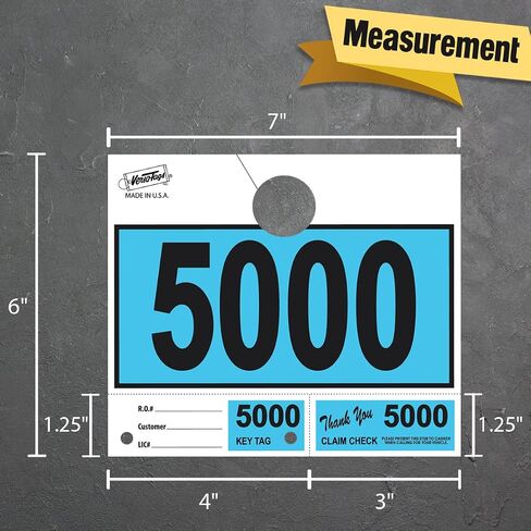 Versa-Tags 1000 Blue Car Dealer Service Hang Tags Service Dispatch Numbers, Service Department Numbered Key Tags for Mechanic Repair Shop 3 Part Key Ring - Blue (000-999) in Saudi Arabia