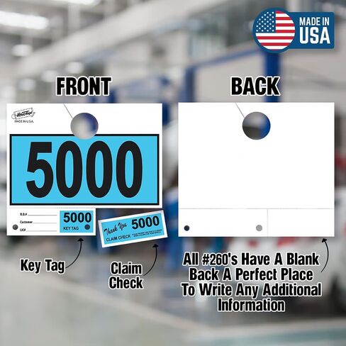 Versa-Tags 1000 Blue Car Dealer Service Hang Tags Service Dispatch Numbers, Service Department Numbered Key Tags for Mechanic Repair Shop 3 Part Key Ring - Blue (000-999) in Saudi Arabia