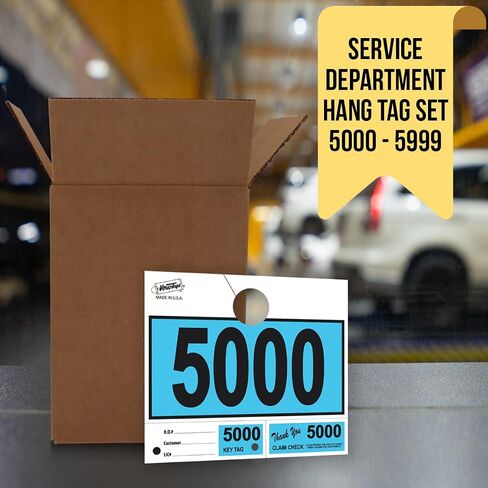 Versa-Tags 1000 Blue Car Dealer Service Hang Tags Service Dispatch Numbers, Service Department Numbered Key Tags for Mechanic Repair Shop 3 Part Key Ring - Blue (000-999) in Saudi Arabia