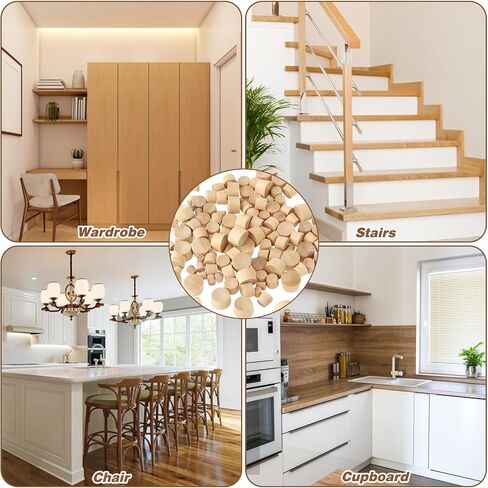 120 Pieces Wood Plugs for Screw Holes 3/16 5/16 3/8 1/2 Inch Wood Caps Flush Type Snap Hole Covers Assortment Kit 4 Sizes Hole Button Plugs Hardwood Plugs for Decor Furniture in Saudi Arabia