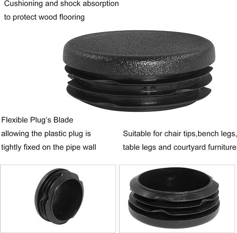 4 Pieces 1-1/2 Inch Round Plastic Plug, Tubing Post End Caps Black Furniture Feet Inserts for Glide Protection for Table Chairs and Furnitures, 38mm in Saudi Arabia