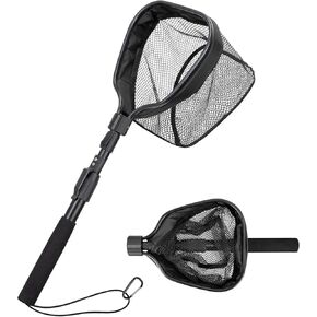 QualyQualy Floating Bait Net – Aluminum Livewell Net, 8" Hoop, 15"–21" Handle, Soft Mesh, EVA Grip, Belt Hook & Anti-Drop, for Minnows, Sardines, Herring – Telescopic & Collapsible Baitfish Net in Kuwait