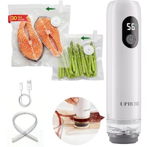 Compact Vacuum Sealer for Food (Vacuum Sealer Machine + 30 Reusable Vacuum Bags), Powerful Handheld Food Vacuum Sealer Machine with LED Display & Liquid Drainage Tube, Portable Food Sealer in Saudi Arabia