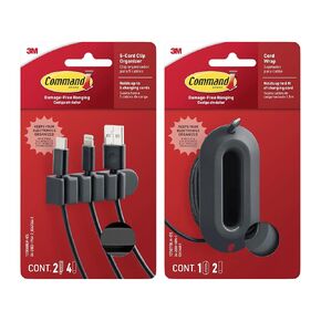 Command 5-Cord Clip Organizer and Wrap Bundle, 2 Clips, 1 Wrap and 6 Medium Strips, White, Great for Damage-Free Electronics Organization Under Desk or Wall Mount in Saudi Arabia