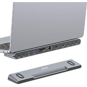 قاعدة شحن آيسر 3 شاشات، قاعدة شحن للكمبيوتر المحمول 11 في 1 مع DP 8K + HDMI مزدوج 4K@60 هرتز، إيثرنت، بيانات 10 جيجابت في الثانية، 100 وات PD، SD/TF، ​​قاعدة USB C مع كابل قابل للفصل لأجهزة Acer/Dell/Mac/HP in Kuwait