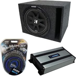 Harmony Audio Universal Car Stereo منفذ تنفيس فردي 15 "Kicker Bundle Comp C15 Sub Box Enclosure & Harmony HA-A800.1 Amp in Saudi Arabia