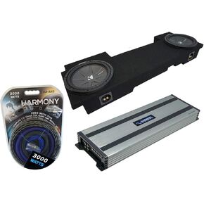 Harmony Audio متوافق مع 2002-2013 GMC Sierra HD Crew Truck Kicker Bundle CompR CWR12 Dual 12" Sub Box Enclosure & Harmony HA-A1500.1 Amp in Saudi Arabia