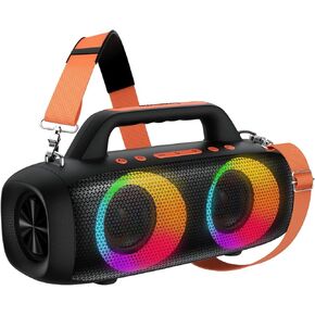 BassBloom Roar 1 مكبر صوت بلوتوث محمول، صوت قوي 60 وات مع JIKE Bass، IPX6 مقاوم للماء، وقت تشغيل 24 ساعة، بلوتوث 5.4، أضواء حفلات RGB، اقتران ستيريو لاسلكي، السفر في الهواء الطلق للتخييم والشاطئ in Kuwait