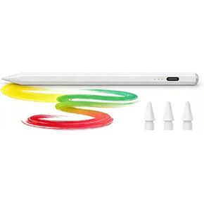 قلم ستايلس لجهاز iPad 2018-2026، شحن سريع لمدة 13 دقيقة مع حساسية للإمالة ورفض راحة اليد، متوافق مع iPad 6/7/8/9/10/11th Gen، Air 3/4/5/6/7/M2/M3، Pro 11"/12.9"/13"/M4، Mini 5/6/7th Gen، أبيض in Kuwait