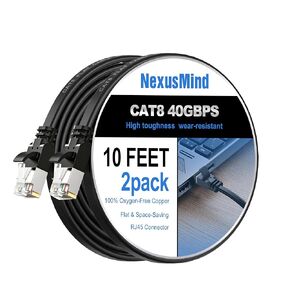 Cat 8 Ethernet Cable 10 ft, 40Gbps High Speed, 2000MHz Bandwidth, Low Signal Loss, Stable Connection for Router, Gaming Console, Modem, PC (10ft, Black) in Saudi Arabia