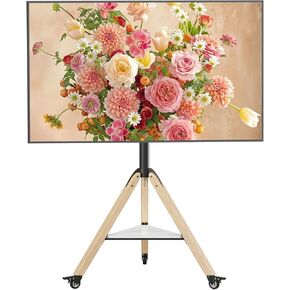 unho Corner tv Stand for 40 45 50 55 60 65 70 72 75 Inch LCD LED Flat Tripod Wood Floor TV Mount Stand with Wheels Max VESA600x400mm up to 88lbs in Saudi Arabia