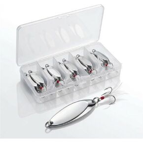 Fishing Spoons Lures for Bass Trout Salmon, 1/5oz Sliver Metal Spoon Lures for Saltwater Freshwater, 10Pcs Casting Spinner Bait Set with Durable Hooks for Lakes Rivers & Surf Fishing in Saudi Arabia