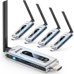 جهاز إرسال HDMI لاسلكي و2 جهاز استقبال مع شاشة LCD، إخراج 4K فك تشفير 2K@60 هرتز، نطاق 492FT/150M، التوصيل والتشغيل، موسع 5.8G+2.4 جيجا هرتز للفيديو والصوت للمراقبة من الكمبيوتر/جهاز العرض/صندوق التلفزيون in Kuwait