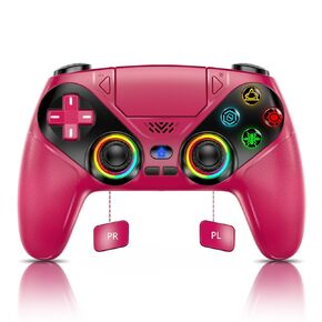 Nonbliep RGB لوحدة تحكم PS5، لجهاز PS5 Slim/Pro/PC، لاسلكي لوحدة تحكم Playstation 5 مع اهتزاز مزدوج/ماكرو/Turbo/مقبس صوت 3.5 مم/مكبر صوت/تحكم في الحركة بستة محاور in Kuwait
