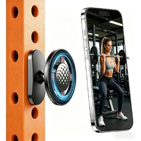 Dual Magnetic Phone Holder for Gym, MagSafe Fitness Mount for iPhone 12-17, Magnet Workout Phone Mount for Squat Rack Treadmill Peloton, Gym Accessories for Men Women, Aluminum Alloy 360° Rotation in Saudi Arabia