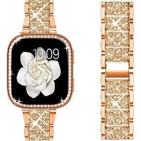 Lamshaw متوافق مع Amazfit Bip 6 Band، حزام معدني أنيق من المجوهرات Bling Diamond مع حافظة واقية من الكمبيوتر الشخصي متوافقة مع Amazfit Bip 6 46mm Smart Watch in Kuwait