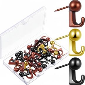 30 Pieces Metal Push Pin Hangers Pin Wall Hooks Picture Hanging Pin Picture Nails Frame Oil Painting Hooks on Wooden or Fabric Wall for Home or Office (Gold) in Kuwait