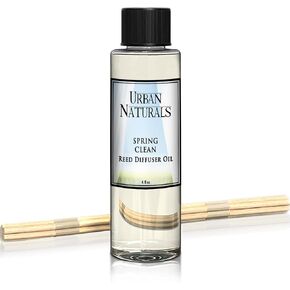 Urban Naturals Lemon Verbena Essential Oil Reed Diffuser Refill | Large 8 Ounce Size | Includes a Free Set of Reed Sticks! Made in The USA in Saudi Arabia