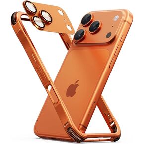 OATSBASF Bumper Case for iPhone 17 Pro Max, Compatible with Magnetic, Aluminum Frame Slim Design, Separate Metal Lens Protector, Shockproof Phone Cover 6.9 inch, Orange in Saudi Arabia