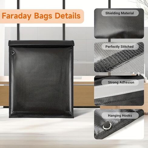 Faraday Bags for Phones and Car Key, Signal Blocking Pouch, Cell Phone Signal Jammer, Fireproof Waterproof Anti-Scratch,Car Key/WiFi/RFID/GPS Signal Blocker Black in Saudi Arabia