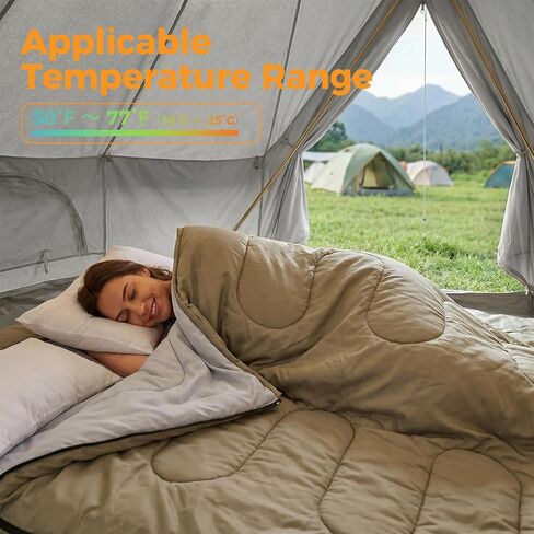 NEWBULIG Double Sleeping Bag for Adults with 2 Pillows, XL Waterproof Lightweight Machine Washable Sleep Bag Cold Weather, 3-Season for Camping/Hiking/Backpacking, 2-in-1 Converts to 2 Singles in Saudi Arabia