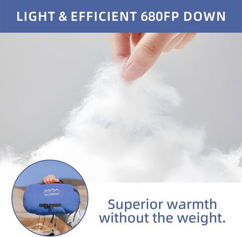 Lightweight Down Sleeping Bag for Adults and Teens with Detachable Hood, 20°F 32°F 45°F Rectangular Compact Down Blanket Sleeping Bag for Camping Hiking and Backpacking Outdoor in Saudi Arabia