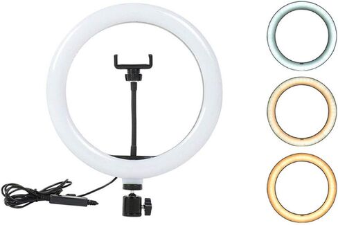 10 Inches LED Ring Light with Phone Holder & Hot Shoe Adapter for Live Stream/Makeup/YouTube Video/Photography, 3 Light Modes in Saudi Arabia