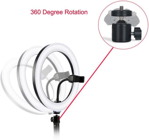 10 Inches LED Ring Light with Phone Holder & Hot Shoe Adapter for Live Stream/Makeup/YouTube Video/Photography, 3 Light Modes in Saudi Arabia