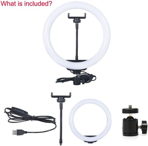 10 Inches LED Ring Light with Phone Holder & Hot Shoe Adapter for Live Stream/Makeup/YouTube Video/Photography, 3 Light Modes in Saudi Arabia